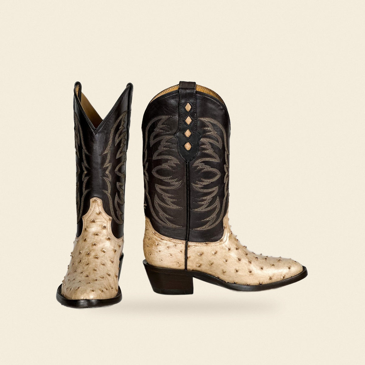 The Esperanza — Ostrich Round Toe Women's Cowboy Boot, front and side view