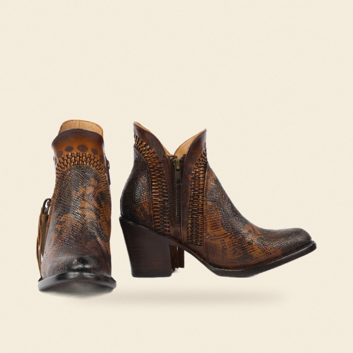 The Paulina — Leather Women's Cowboy Boot, front and side view