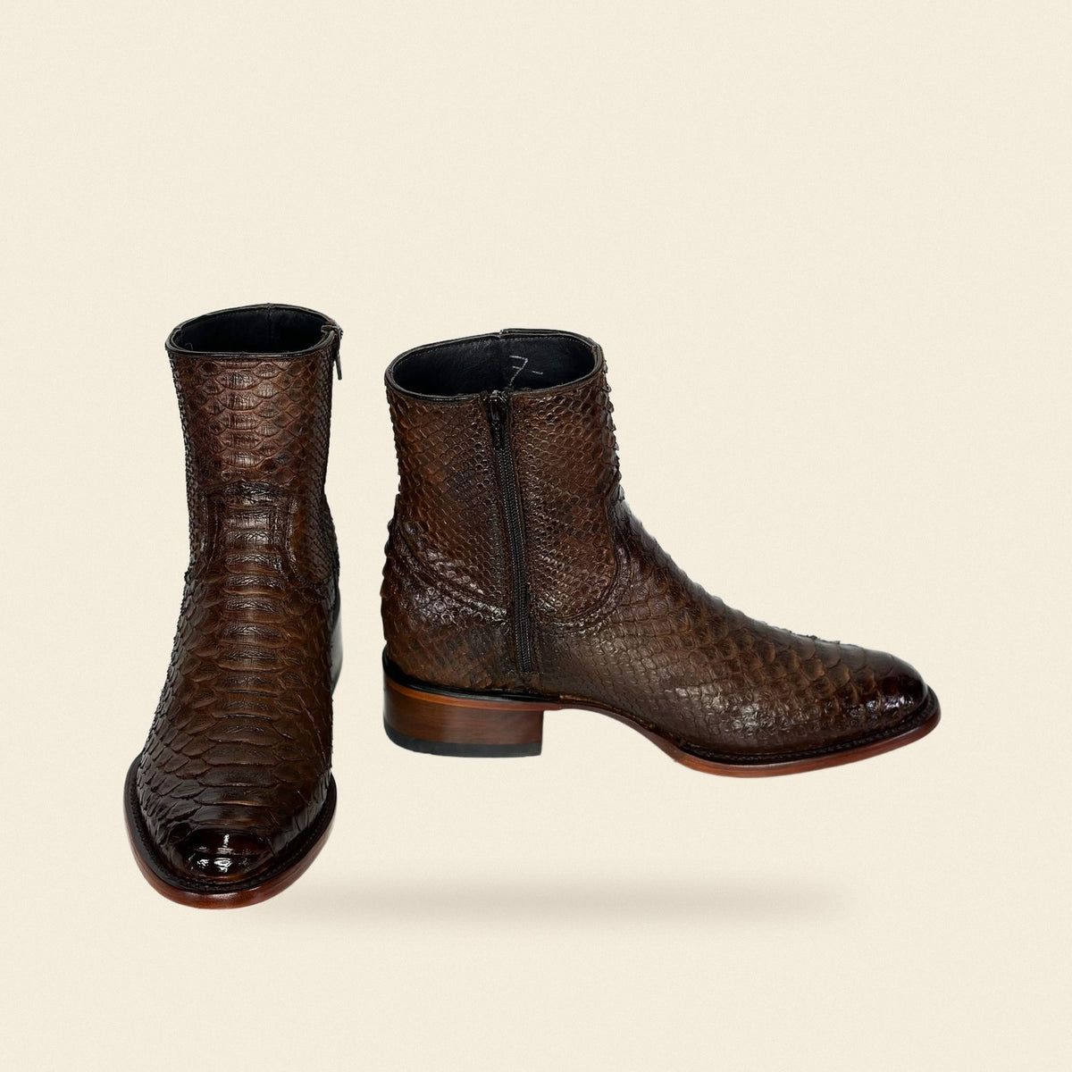 The Slaton — Python Men's Cowboy Boot, front and side view