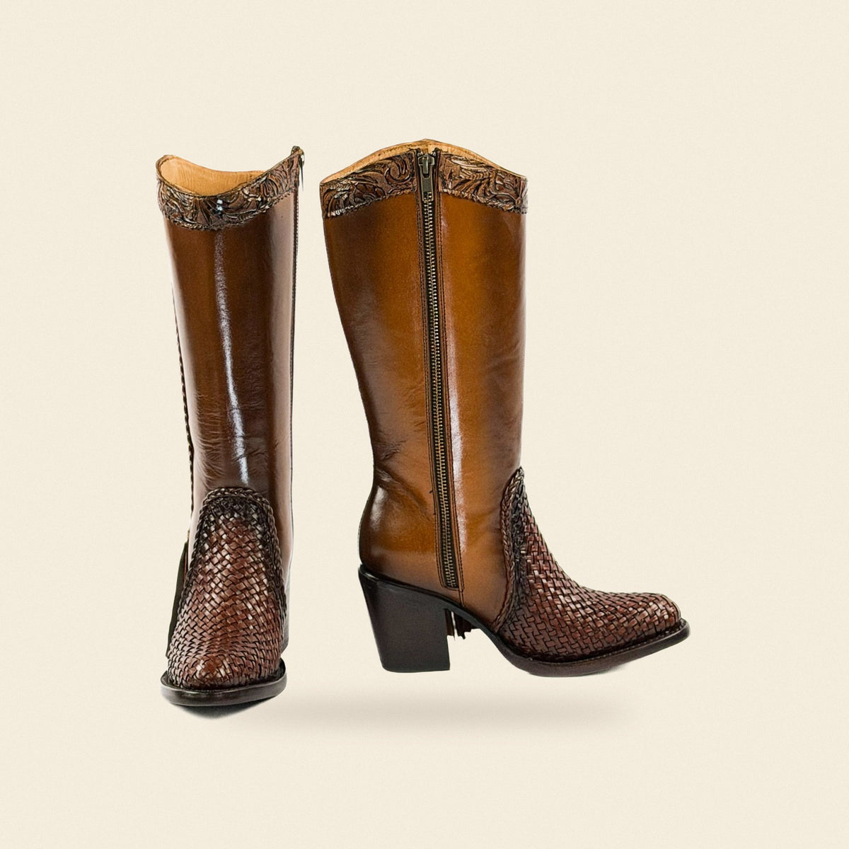 The Rafaela — Leather Snip Toe Women's Cowboy Boot, front and side view
