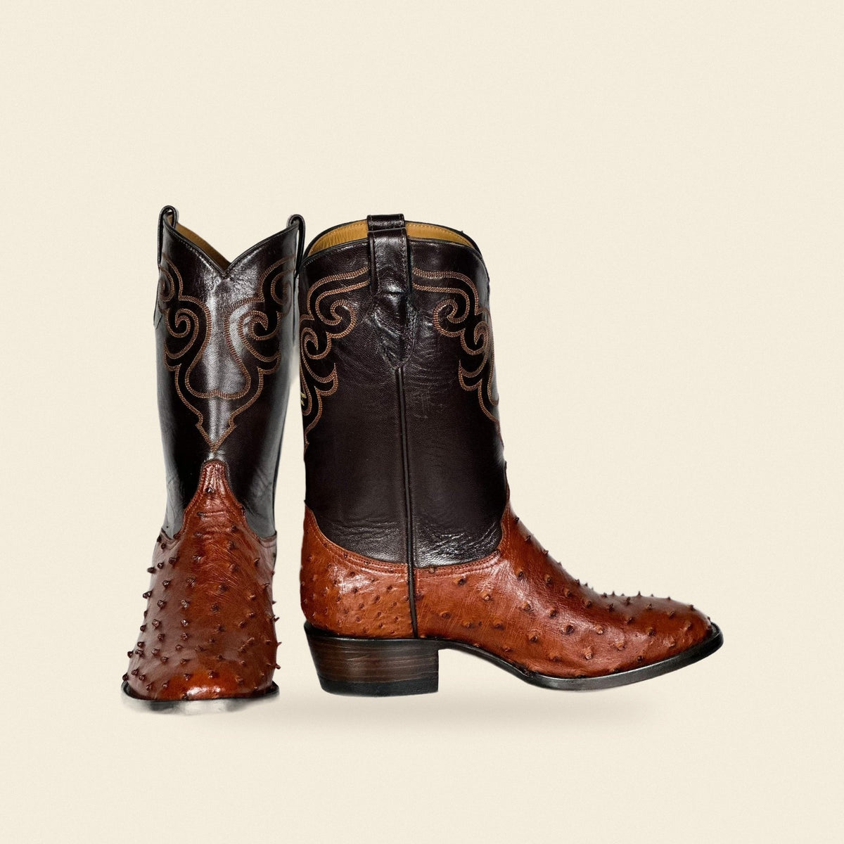 The Sweetwater — Ostrich Round Toe Men's Cowboy Boot, front and side view