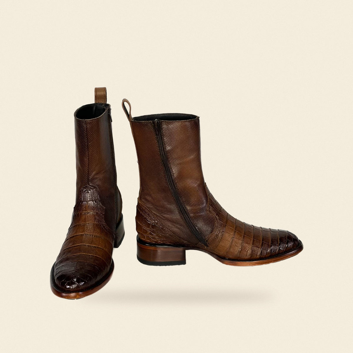 The Ozona — Alligator Men's Cowboy Boot, front and side view