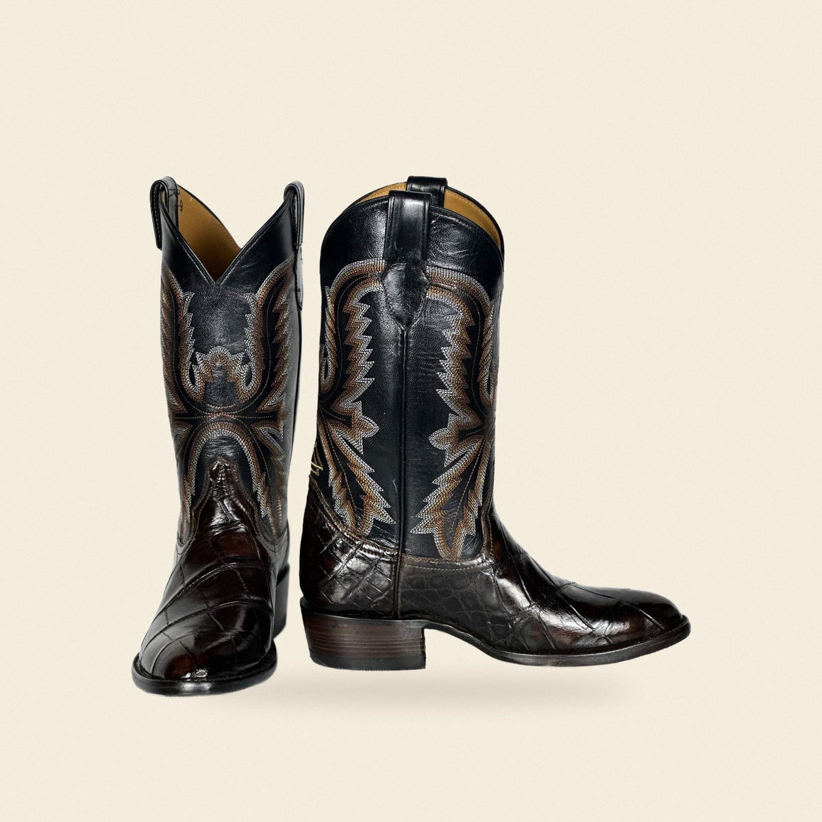 The Gilmer — Alligator Men's Cowboy Boot, front and side view