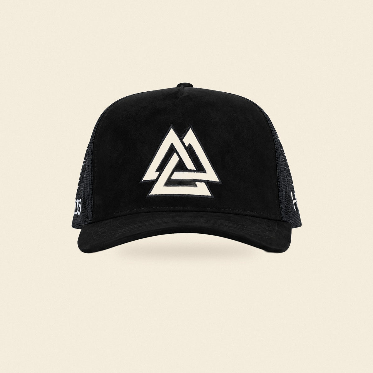 Suede Tri Figure Mesh Cap, front view
