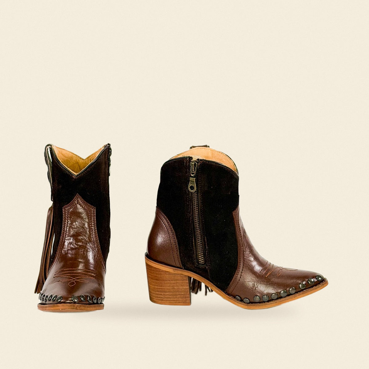 The Lupita — Suede Women's Cowboy Boot, front and side view