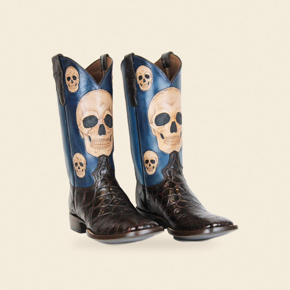 The Catrin — Alligator Men's Cowboy Boot, front and side view
