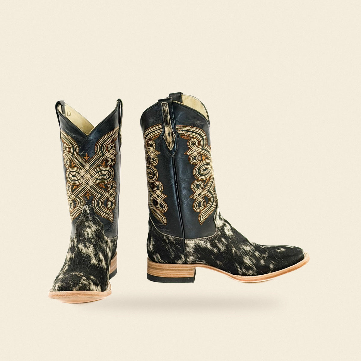 The Rough Hide Boots — Leather Men's Cowboy Boot, front and side view