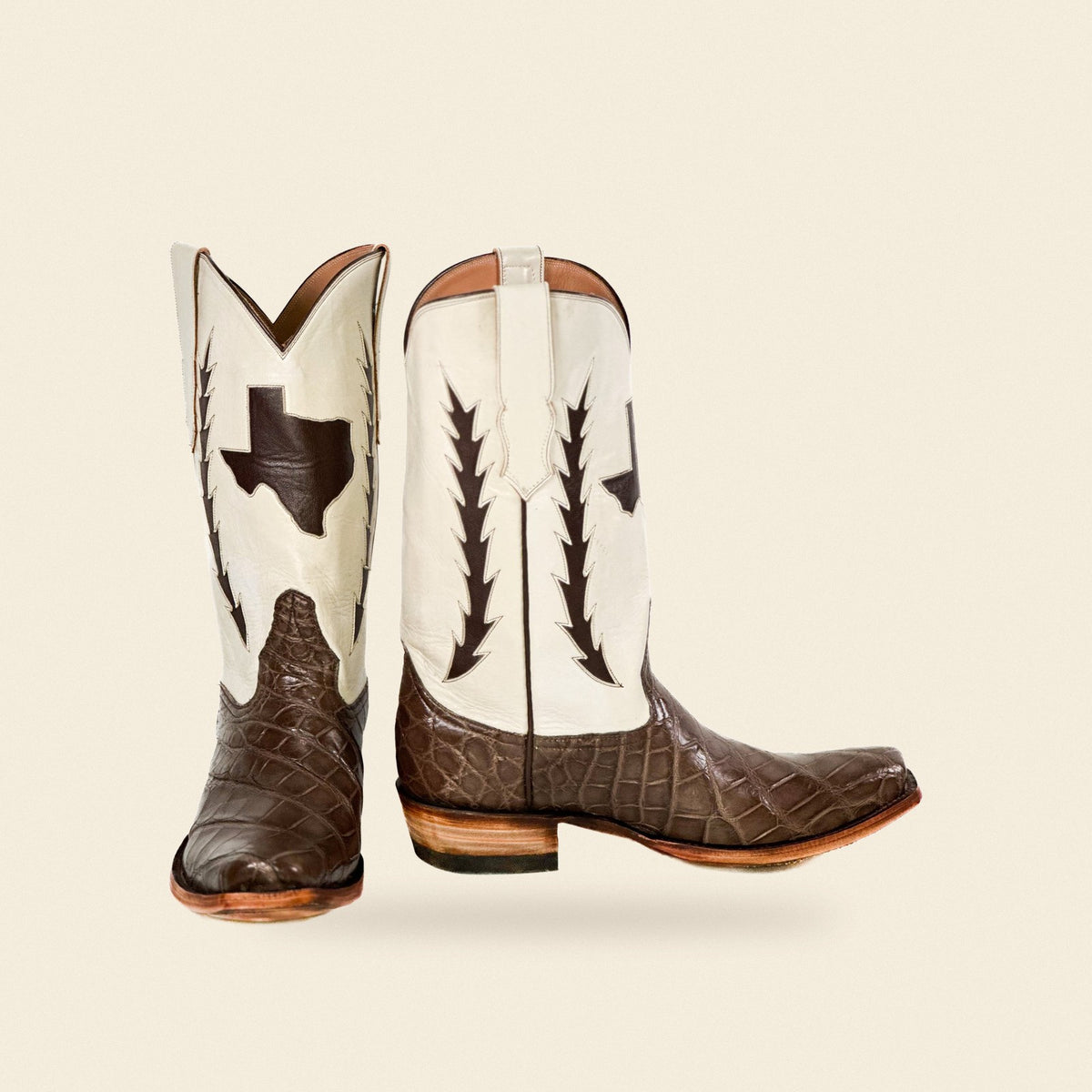 The Texas — Alligator Men's Cowboy Boot, front and side view