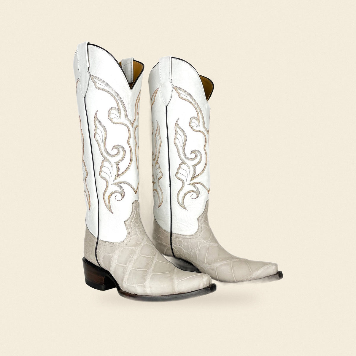 The Natalia — Alligator Snip Toe Women's Cowboy Boot, front and side view