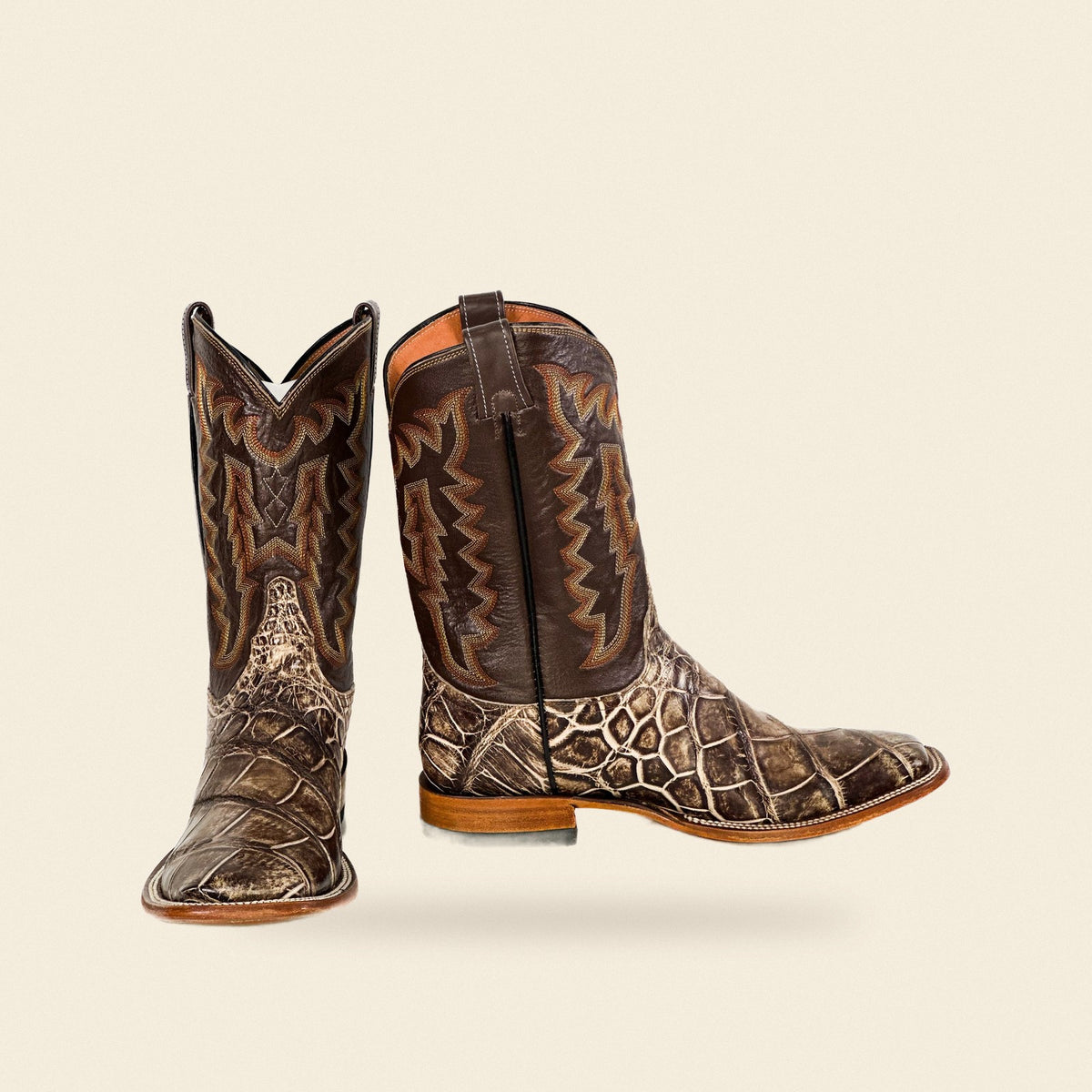 The Salado — Alligator Square Toe Men's Cowboy Boot, front and side view