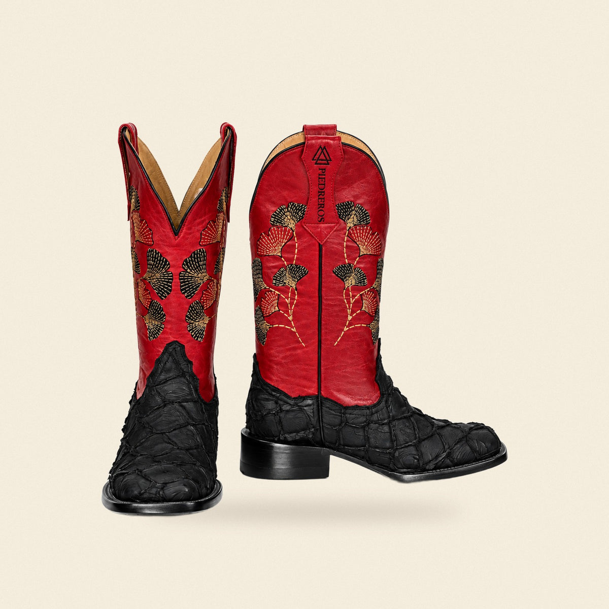 The Yolanda — Fish Skin Square Toe Women's Cowboy Boot, front and side view