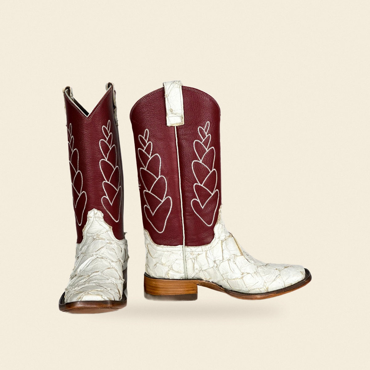 The Gabriela — Fish Skin Square Toe Women's Cowboy Boot, front and side view