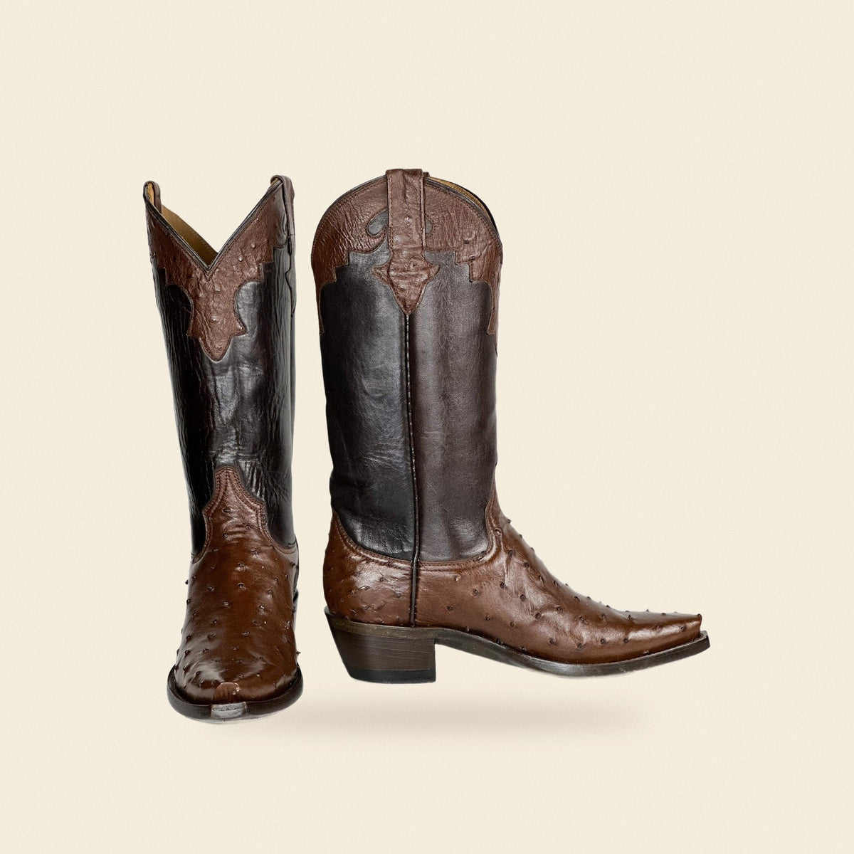 The Florencia — Ostrich Snip Toe Women's Cowboy Boot, front and side view