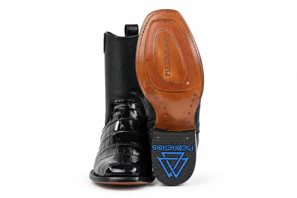 The Terlingua Morelet Crocodile Zip Roper - Black