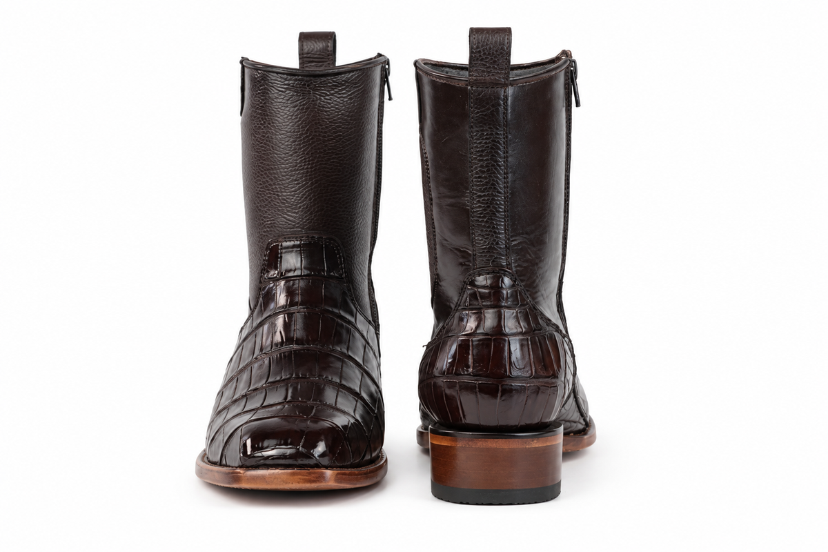 The Terlingua Morelet Crocodile Zip Roper - Brown