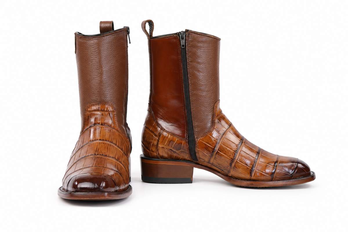 The Terlingua Morelet Crocodile Zip Roper - Honey