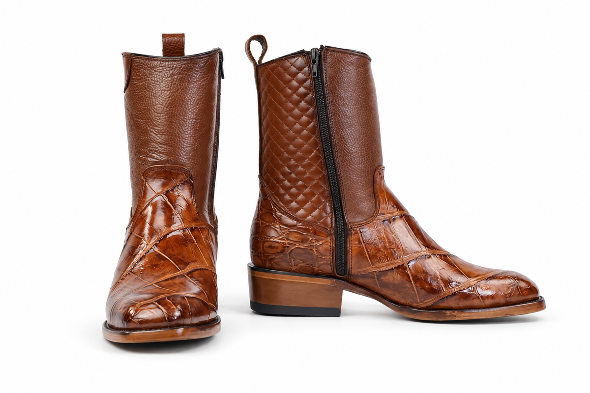The Zapata Alligator Zip Roper - Honey Quilted